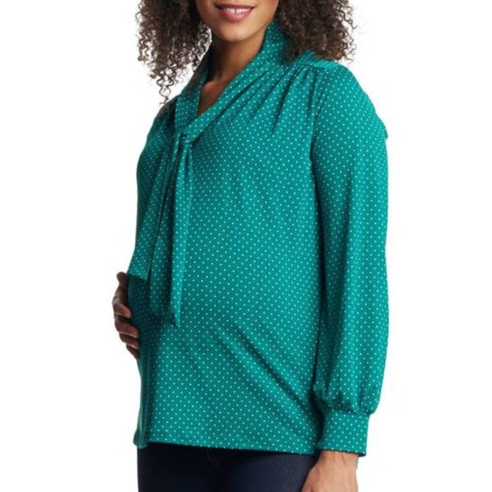 Everly Grey Emeral Polka Dot Blouse Nursing Top